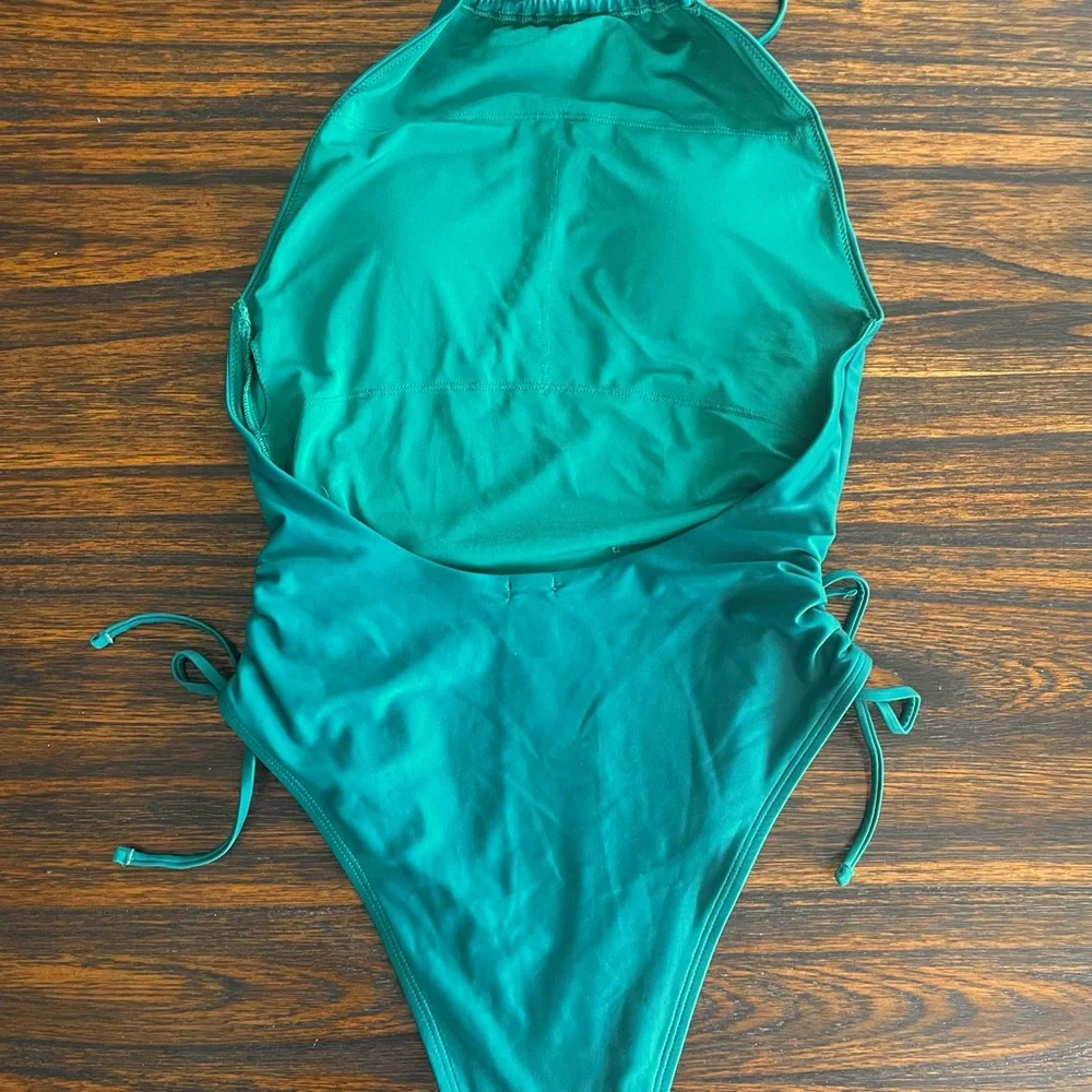 aerie Teal Green Halter One-Piece Swimsuit